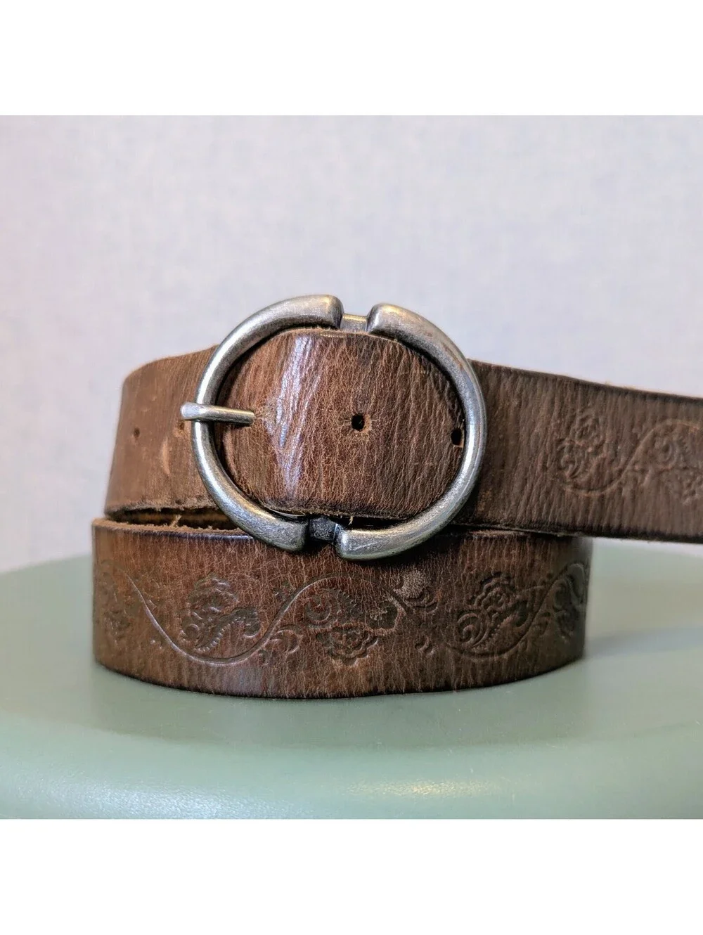 Vintage y2k tooled leather boho Western belt